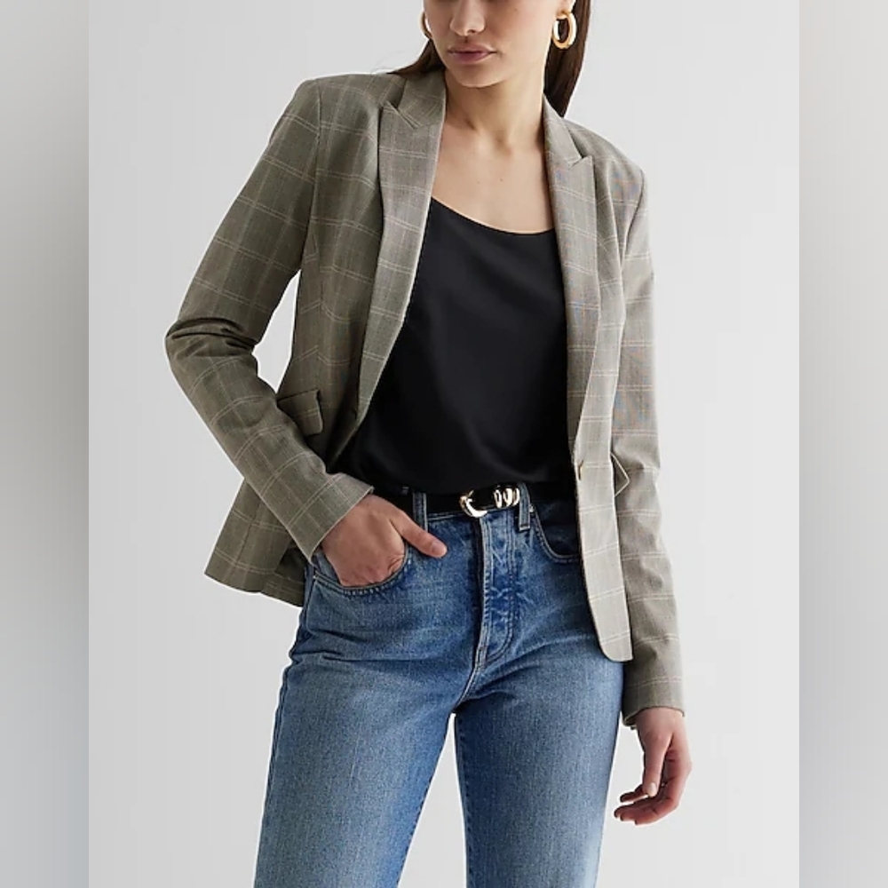 Express Grey Plaid Blazer